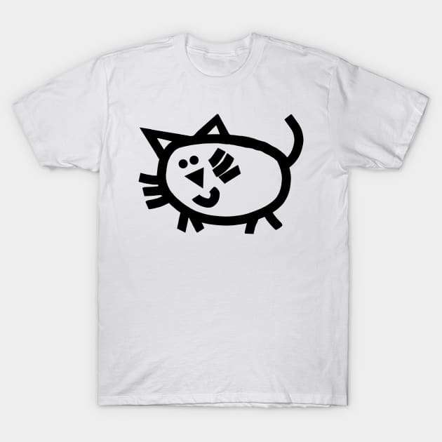 Cute Kitty Cat in Black T-Shirt by ellenhenryart